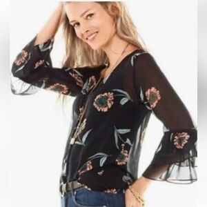 NWOT! CABi  La di Da Floral Sheer Blouse Size XS